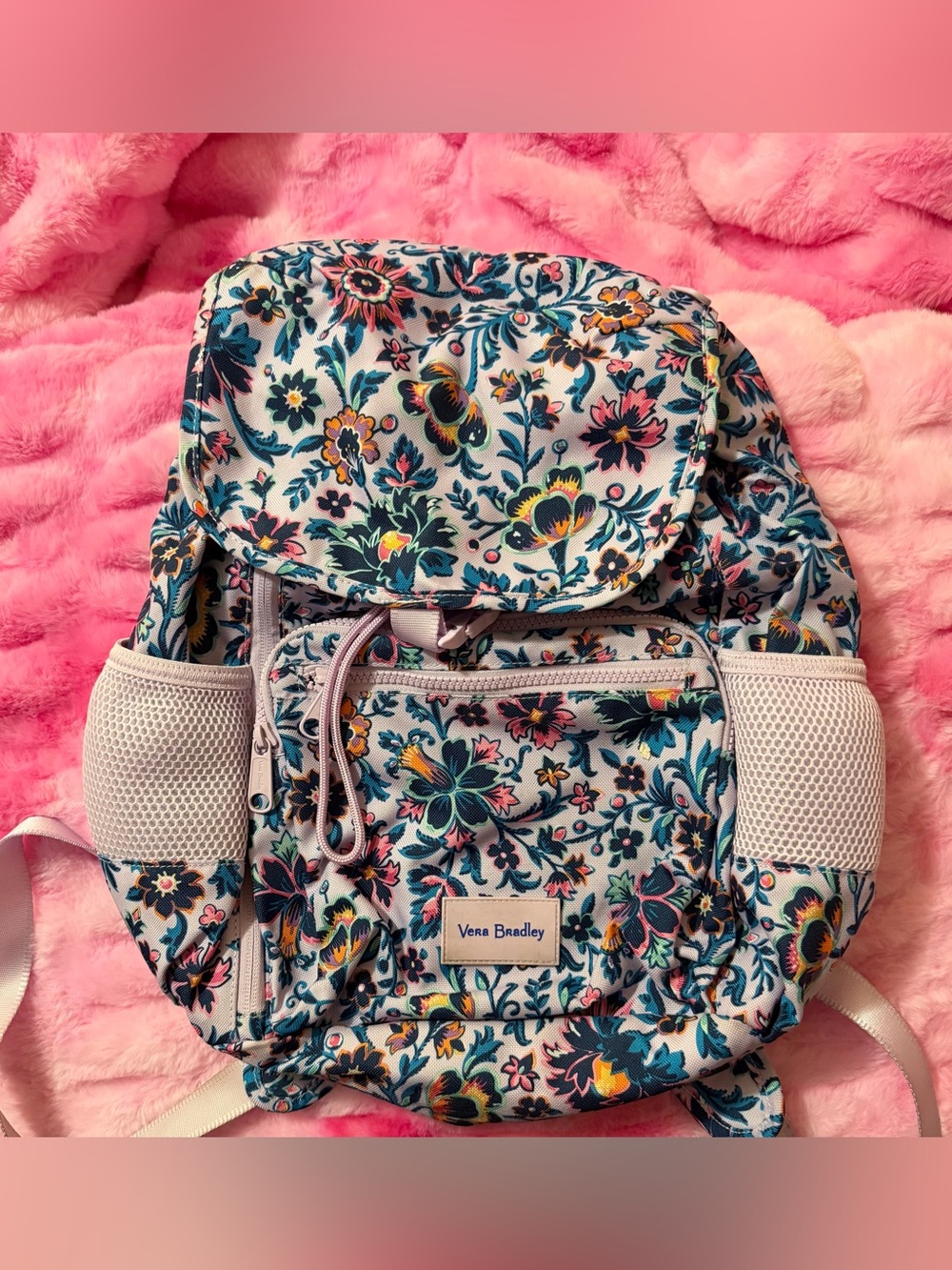 Vera Bradley Floral Backpack - Teal, Pink & Yellow